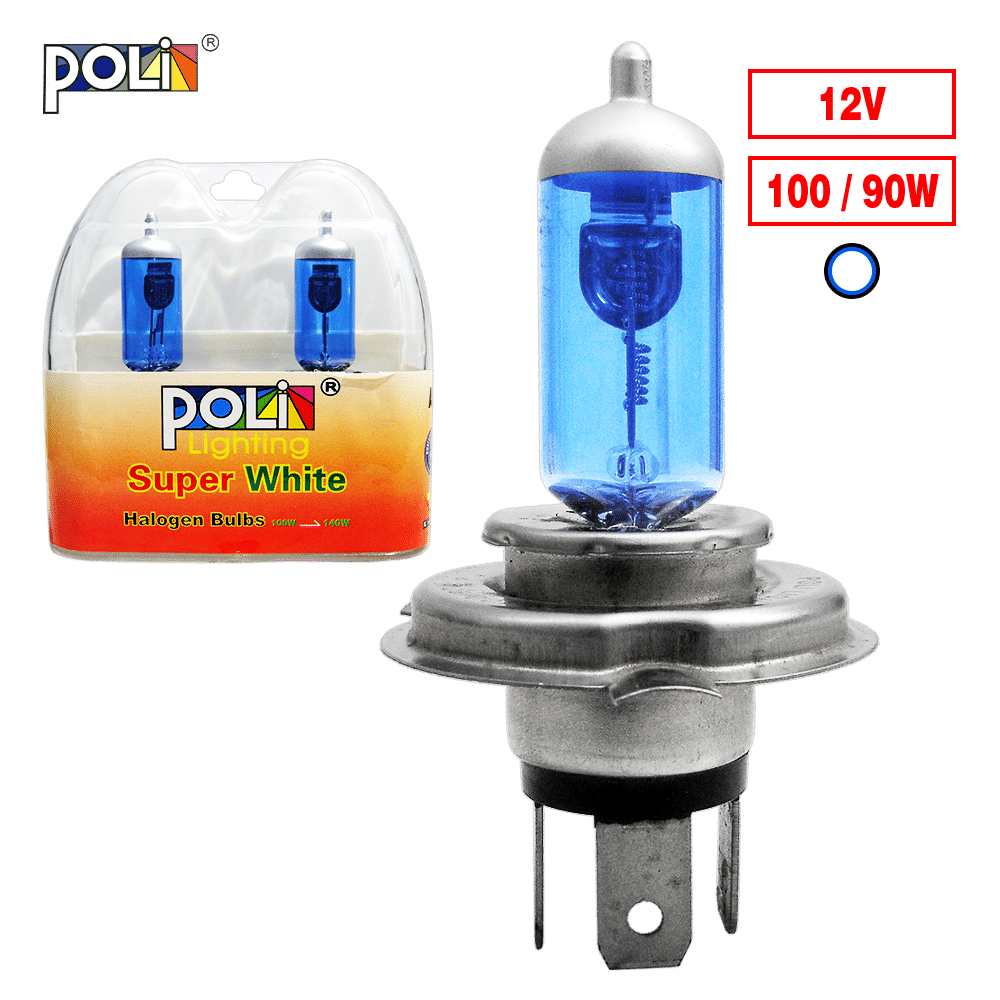 FOCO HALOGENO H4 12V 100/90W P/43T SUPER WHITE X2P