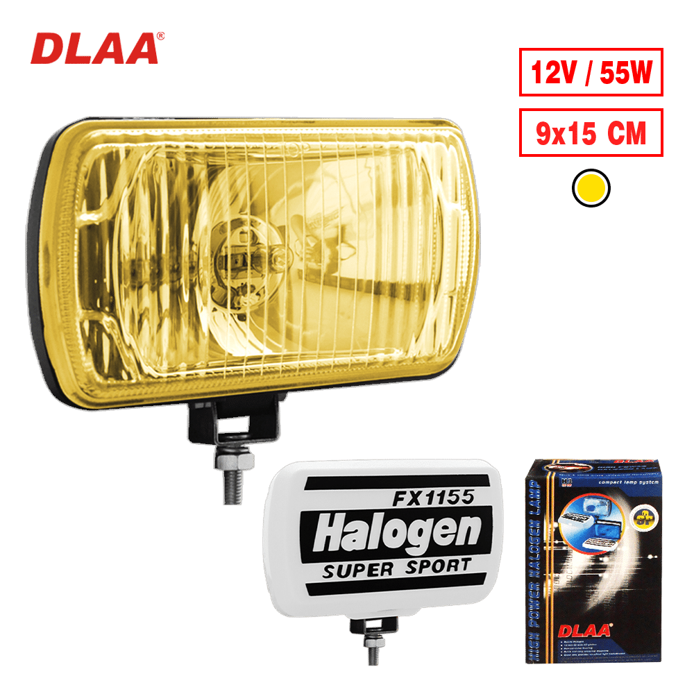 NEBLINERO RECTANGULAR 12V H3 55W 9X15CM FX1155 C/TAPA AMBAR