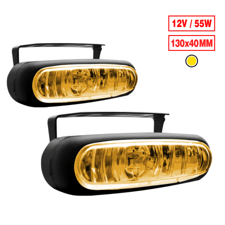 NEBLINERO OVALADO 13CM NEGRO 12V AMARILLO