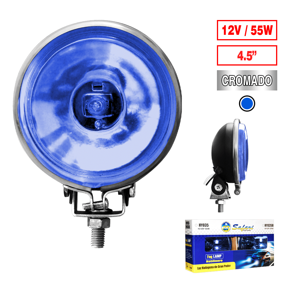 NEBLINERO REDONDO CROM. 4.5PULG 12V AZUL