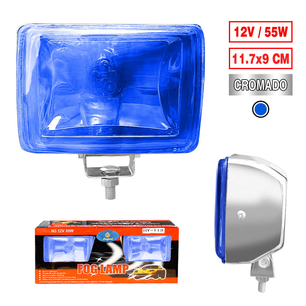 NEBLINERO RECT CROM 11.7X9CM 12V AZUL