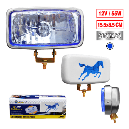 NEBLINERO RECT T/CABALLO 12V 15.5CM AZUL