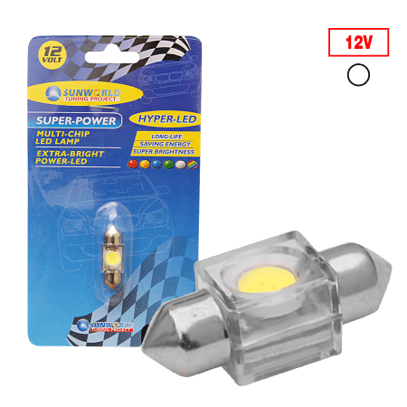 FOCO LED T10X31-1SMD/7080 2 CHIPS 12V BLANCO