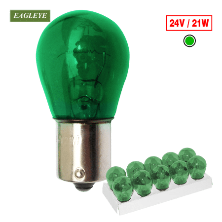 FOCO BOMBILLA 24V 21W BA15S VERDE X10PZS