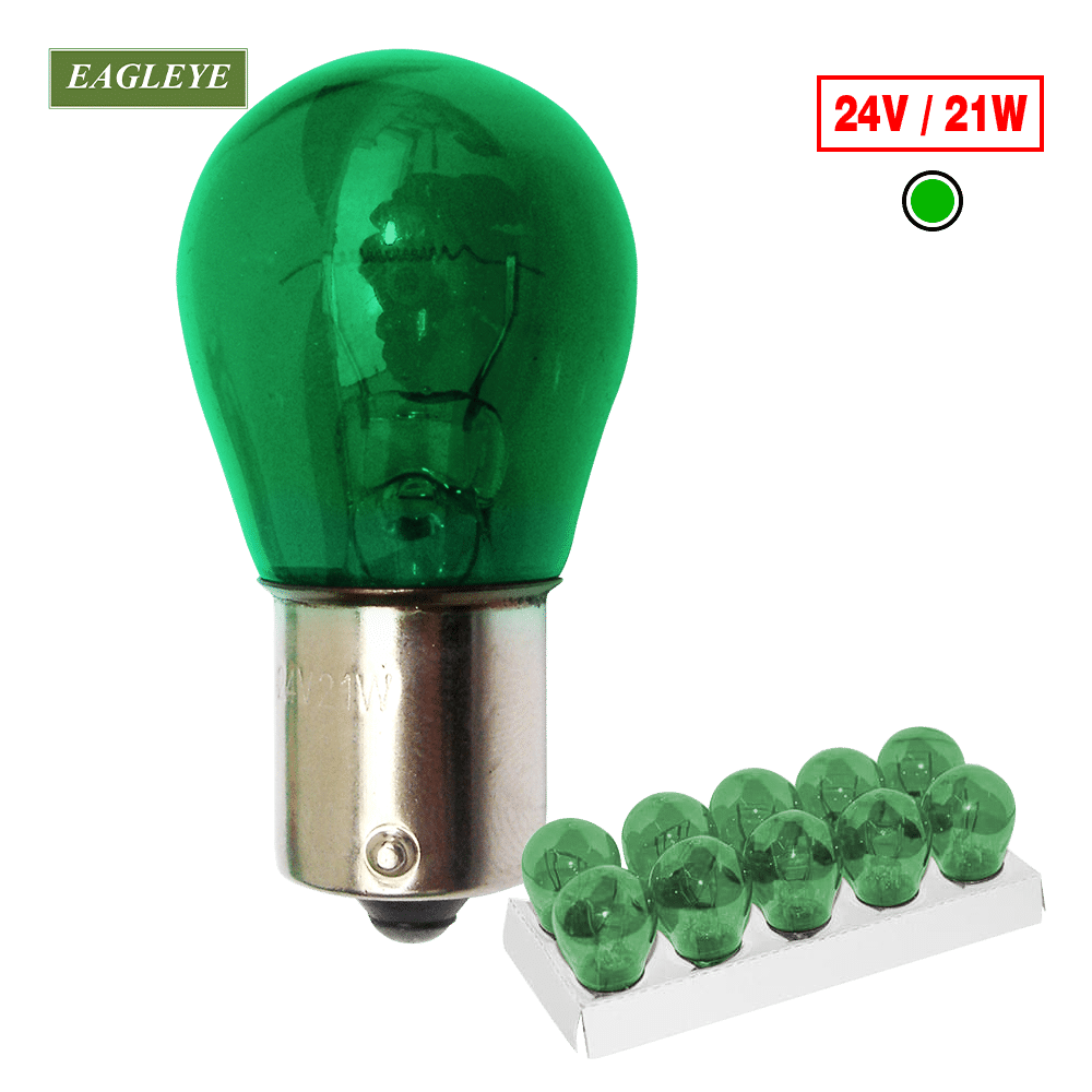 FOCO BOMBILLA 24V 21W BA15S VERDE X10PZS