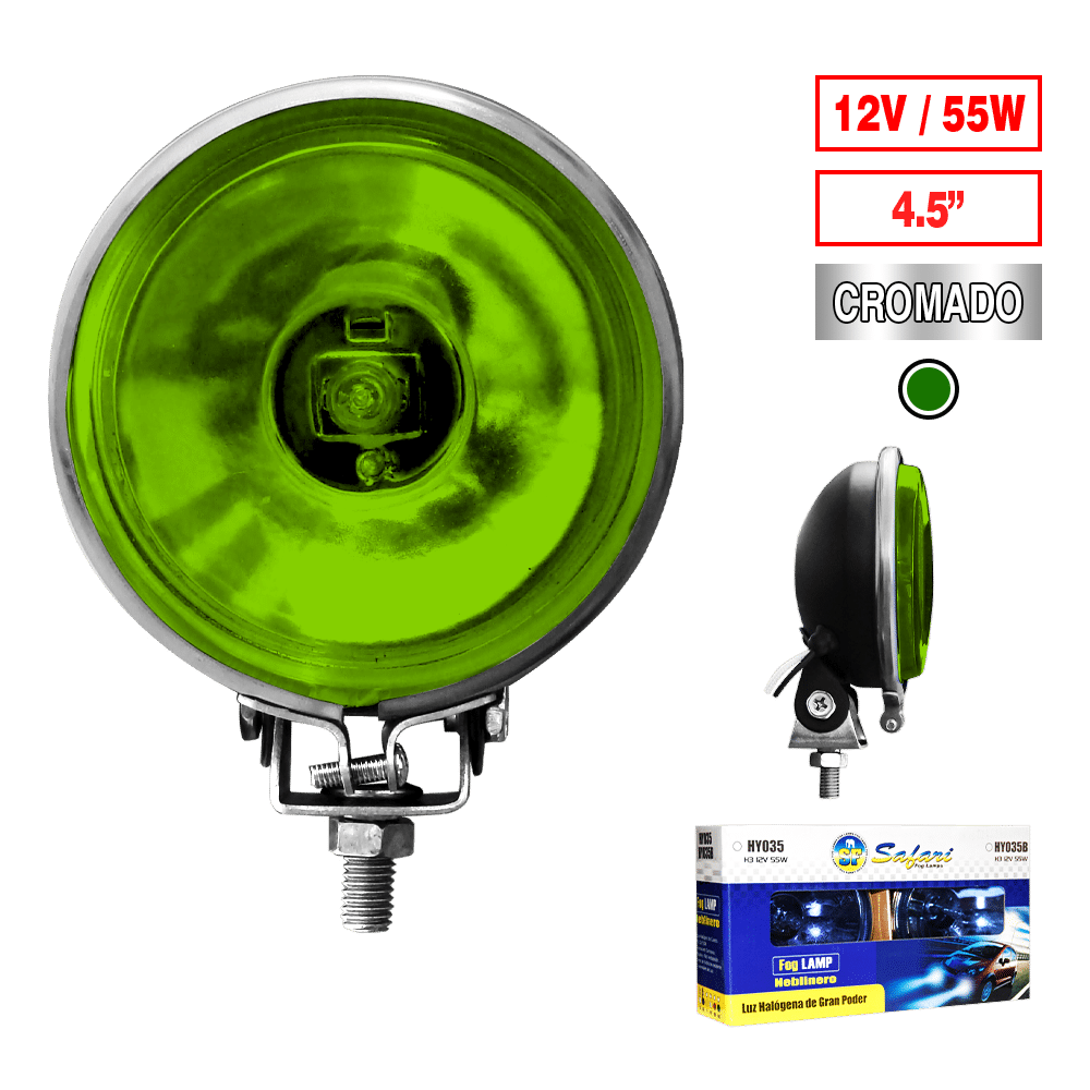 NEBLINERO REDONDO CROM. 4.5PULG 12V VERDE DARK
