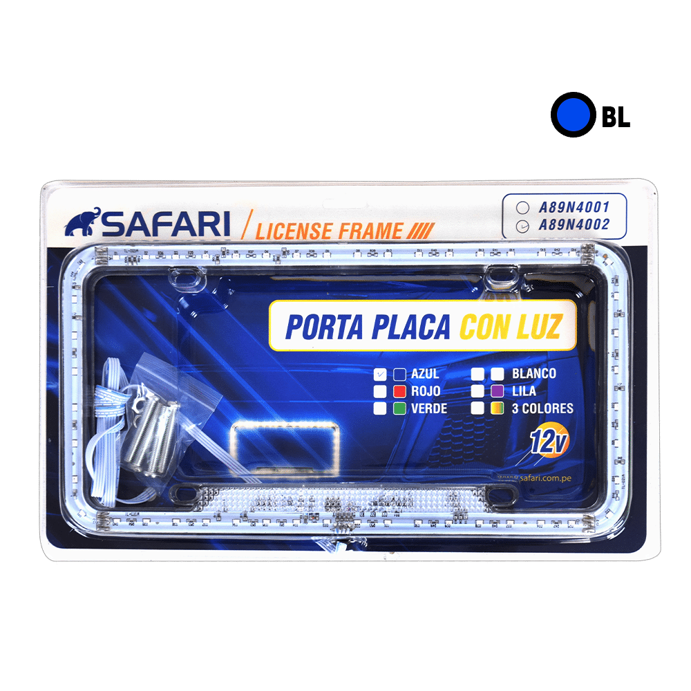 PORTA PLACA CON LED AZUL