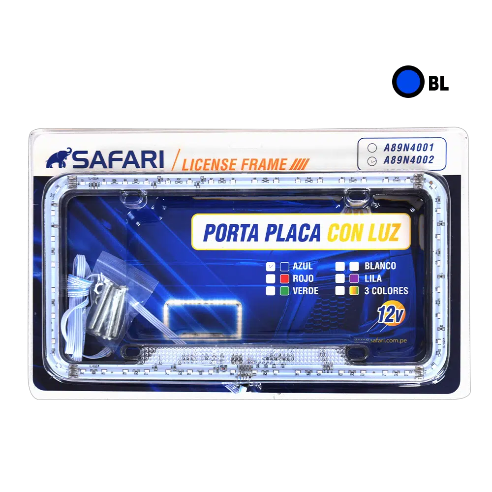 PORTA PLACA CON LED AZUL