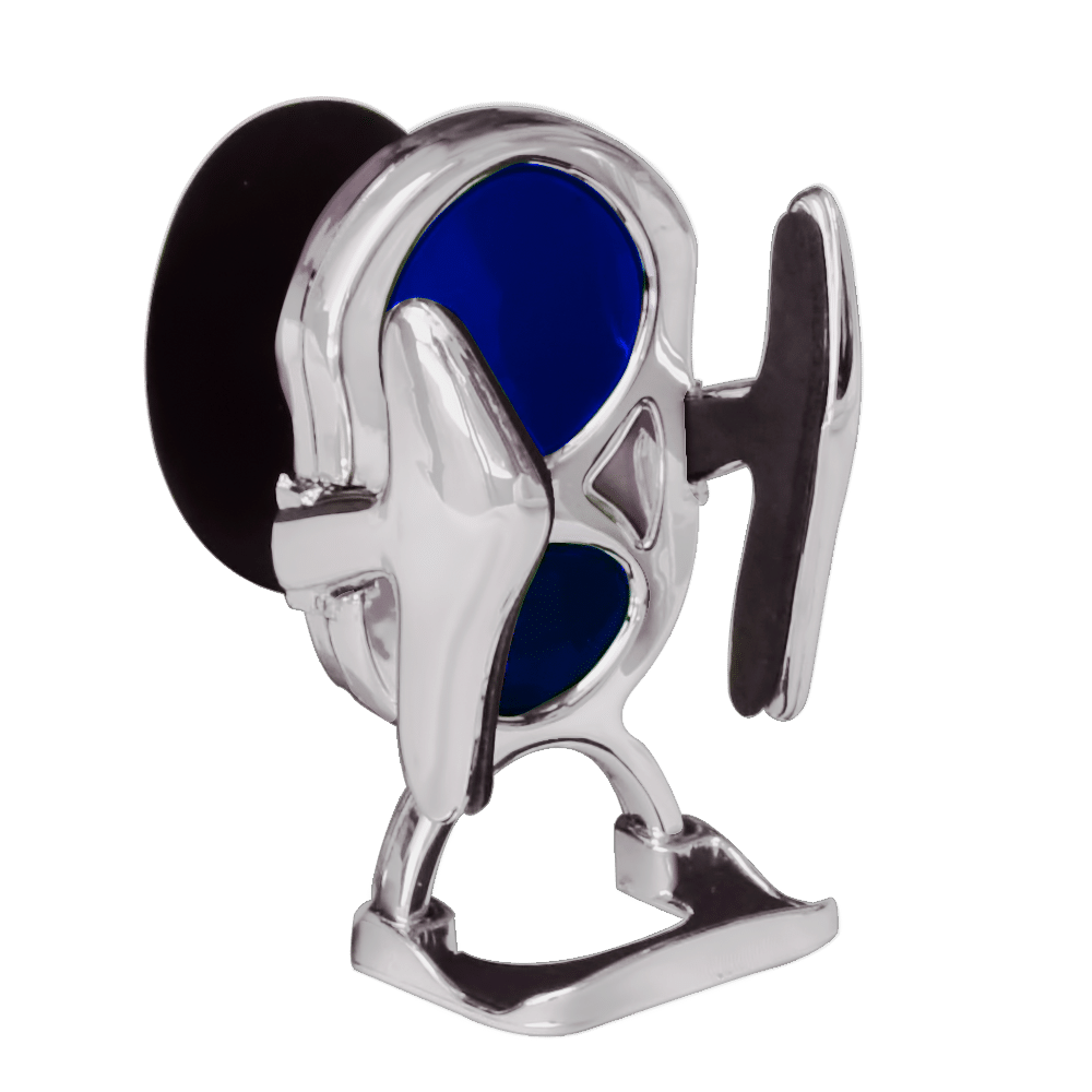 PORTA CELULAR CROMADO/AZUL