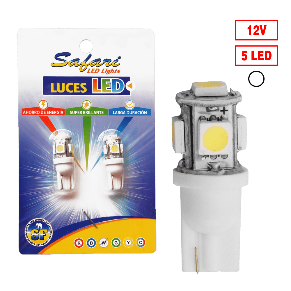 FOCO LED ESTROBO T10 05 LED BLANCO