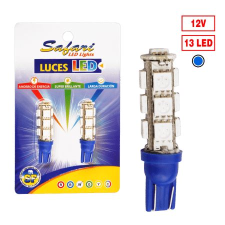 FOCO LED ESTROBO T10 13LED AZUL