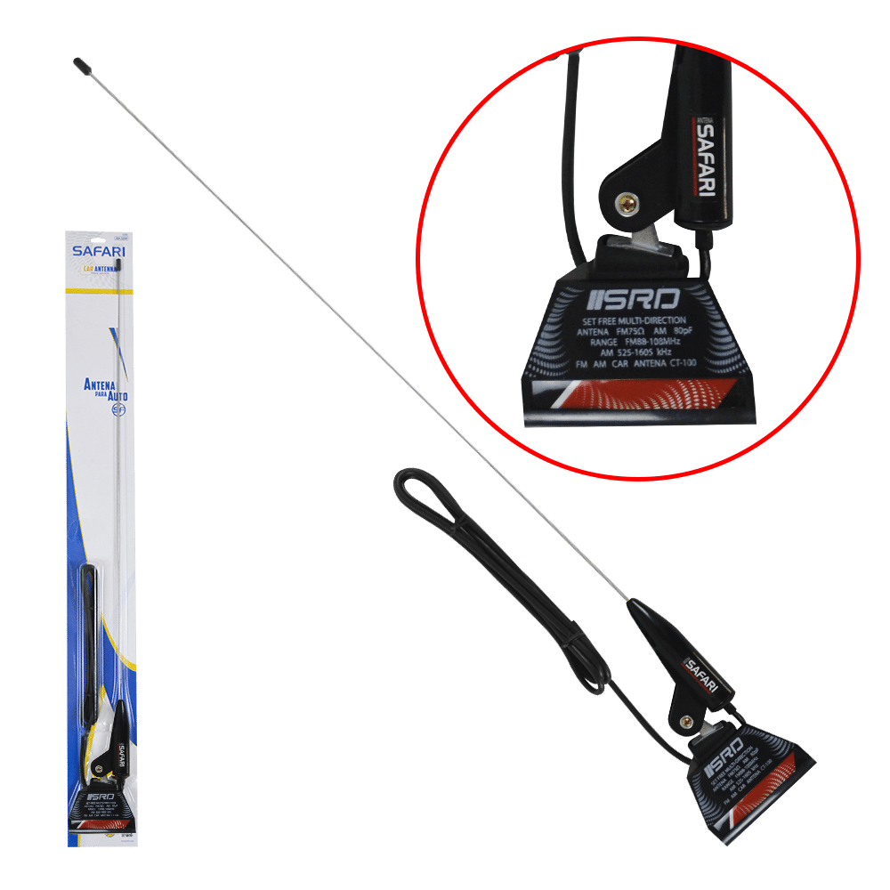 ANTENA T/POSTE AM/FM 81CM ABC+METAL INC CABLE - NEGRO