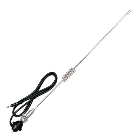 ANTENA AM/FM COLA DE CERDO CROMADA 49CM + CABLE