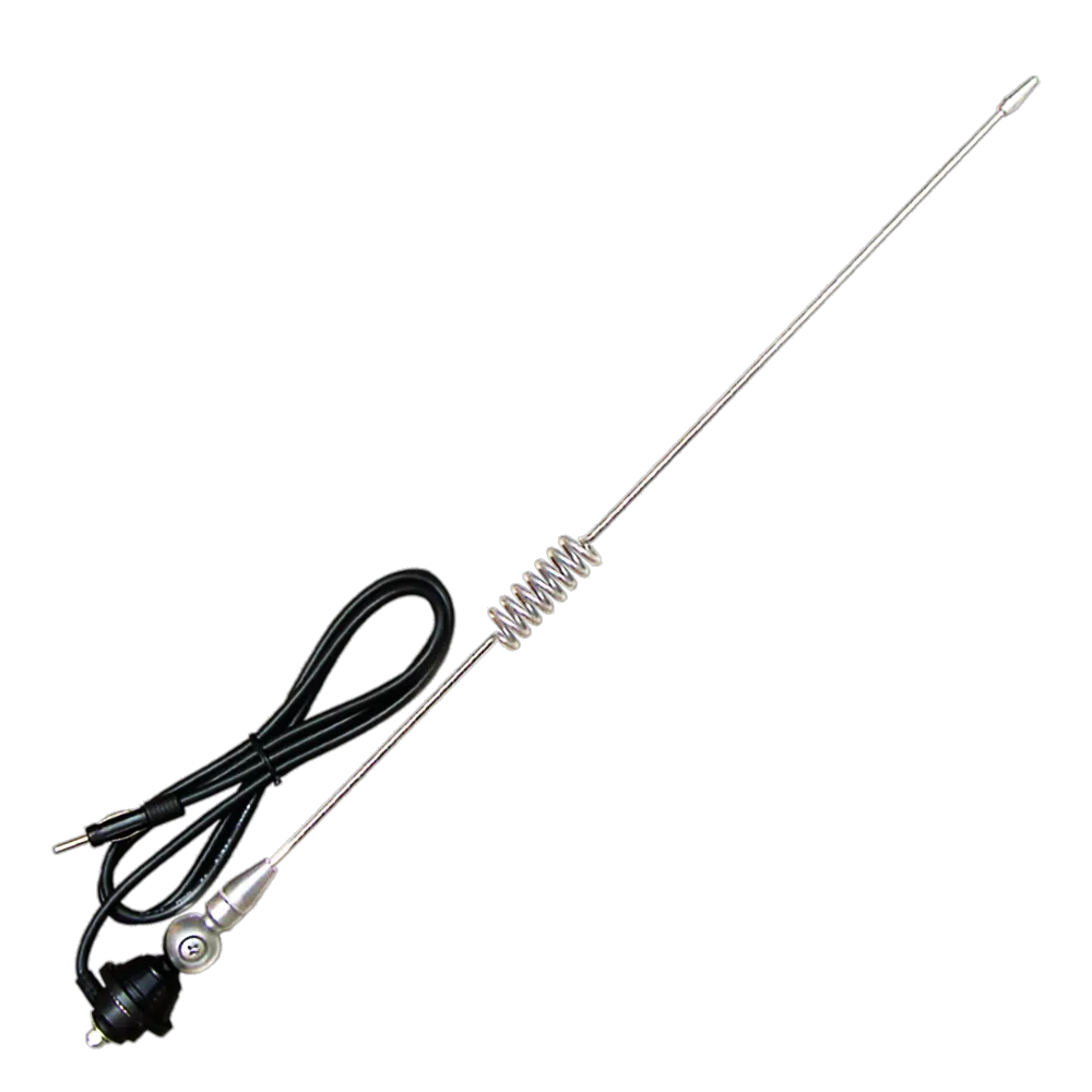 ANTENA AM/FM COLA DE CERDO CROMADA 49CM + CABLE