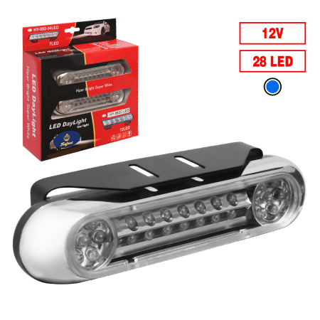 LUZ DIURNA 12V CROM 28LED AZUL