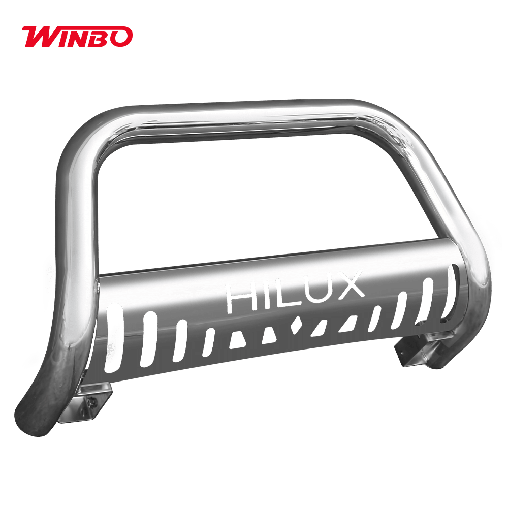 DEFENSA DELANTERA ACERO INOX PARA TY HILUX REVO 8VA GEN 2016-ON