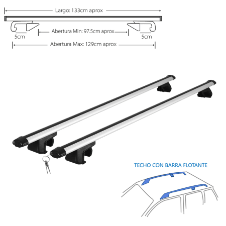CROSS BAR ALUMINIO C/LLAVE 130CM