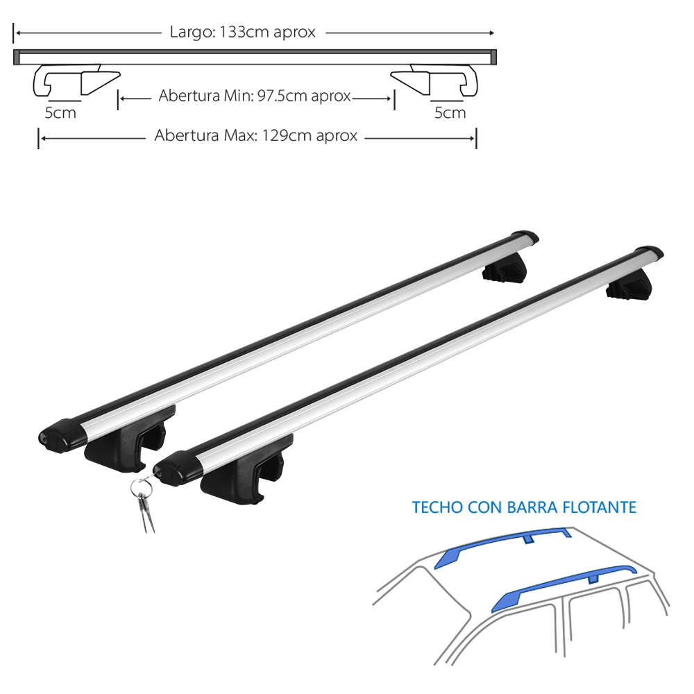 CROSS BAR ALUMINIO C/LLAVE 130CM