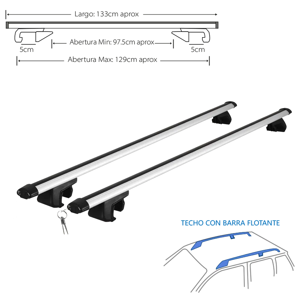 CROSS BAR ALUMINIO C/LLAVE 130CM