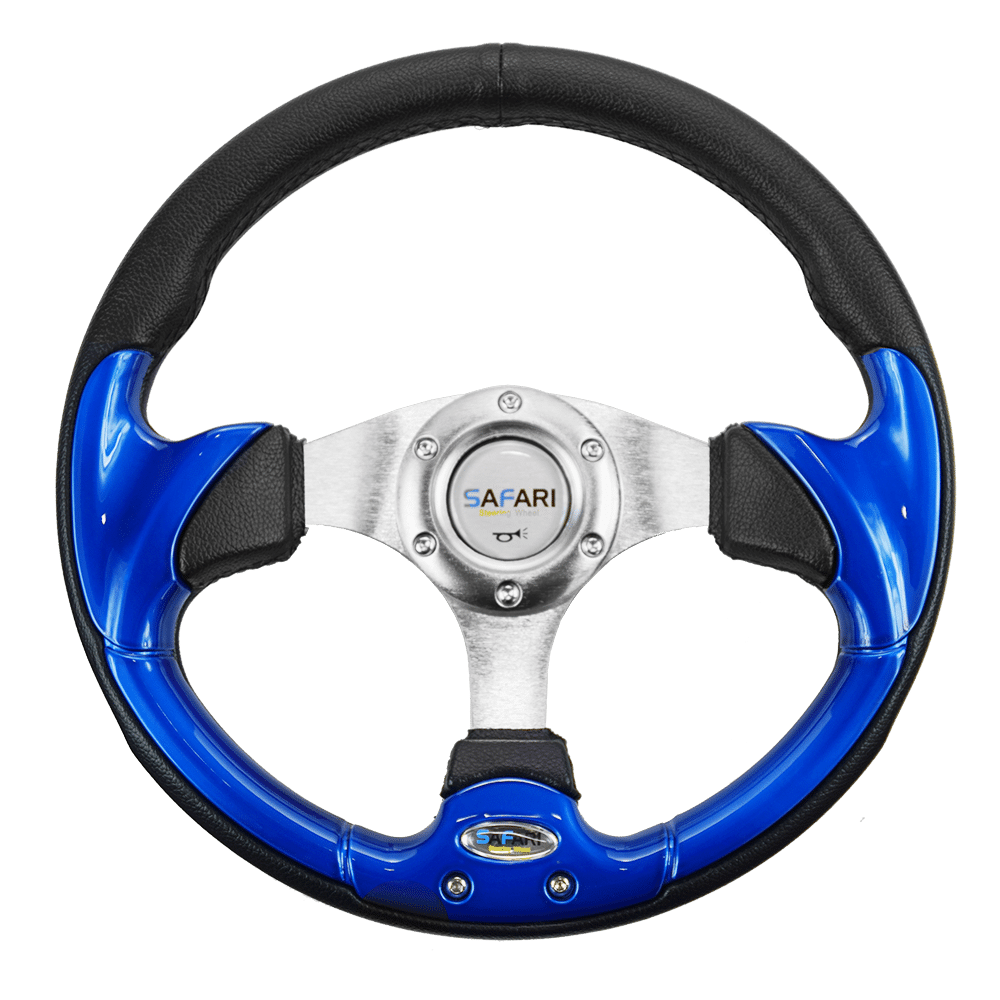 TIMON DEPORTIVO CIRCULAR PVC 320MM NEGRO/AZUL