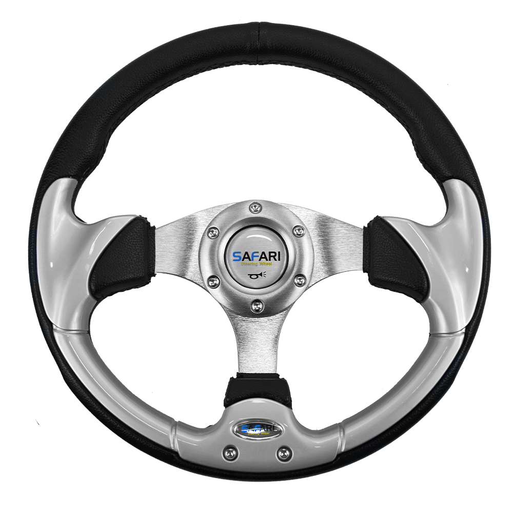 TIMON DEPORTIVO CIRCULAR PVC 320MM NEGRO/GRIS