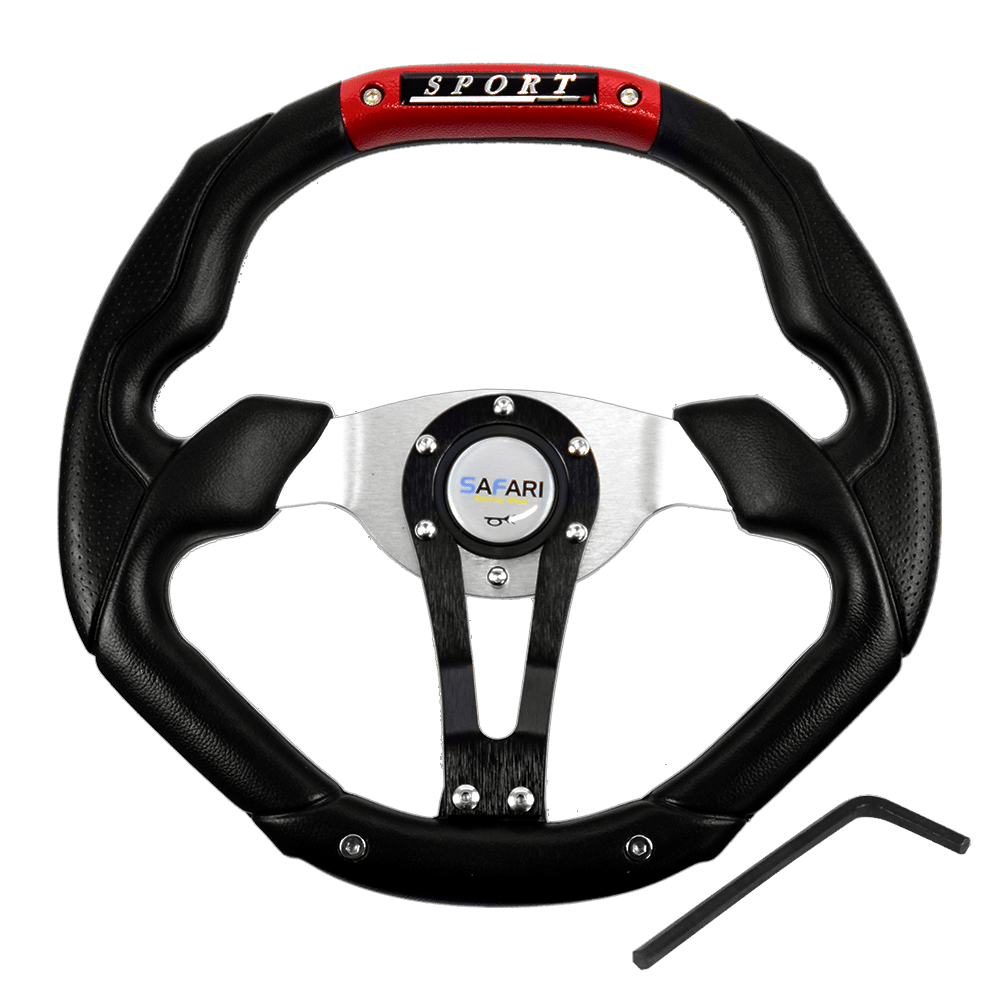 TIMON DEPORTIVO DARK PVC 320MM NEGRO/ROJO