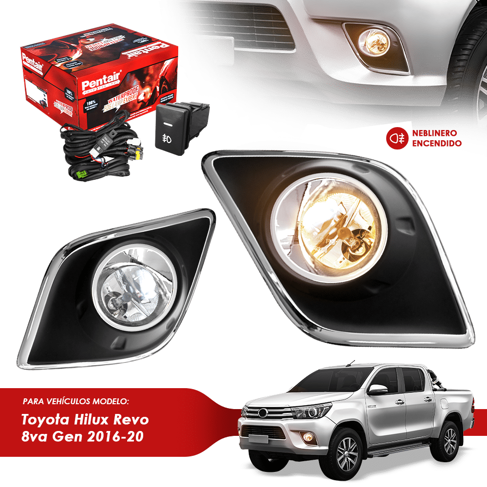 NEBLINERO SET COMPLETO DOBLE CROMADO TY HILUX REVO 8VA GEN 2016-20