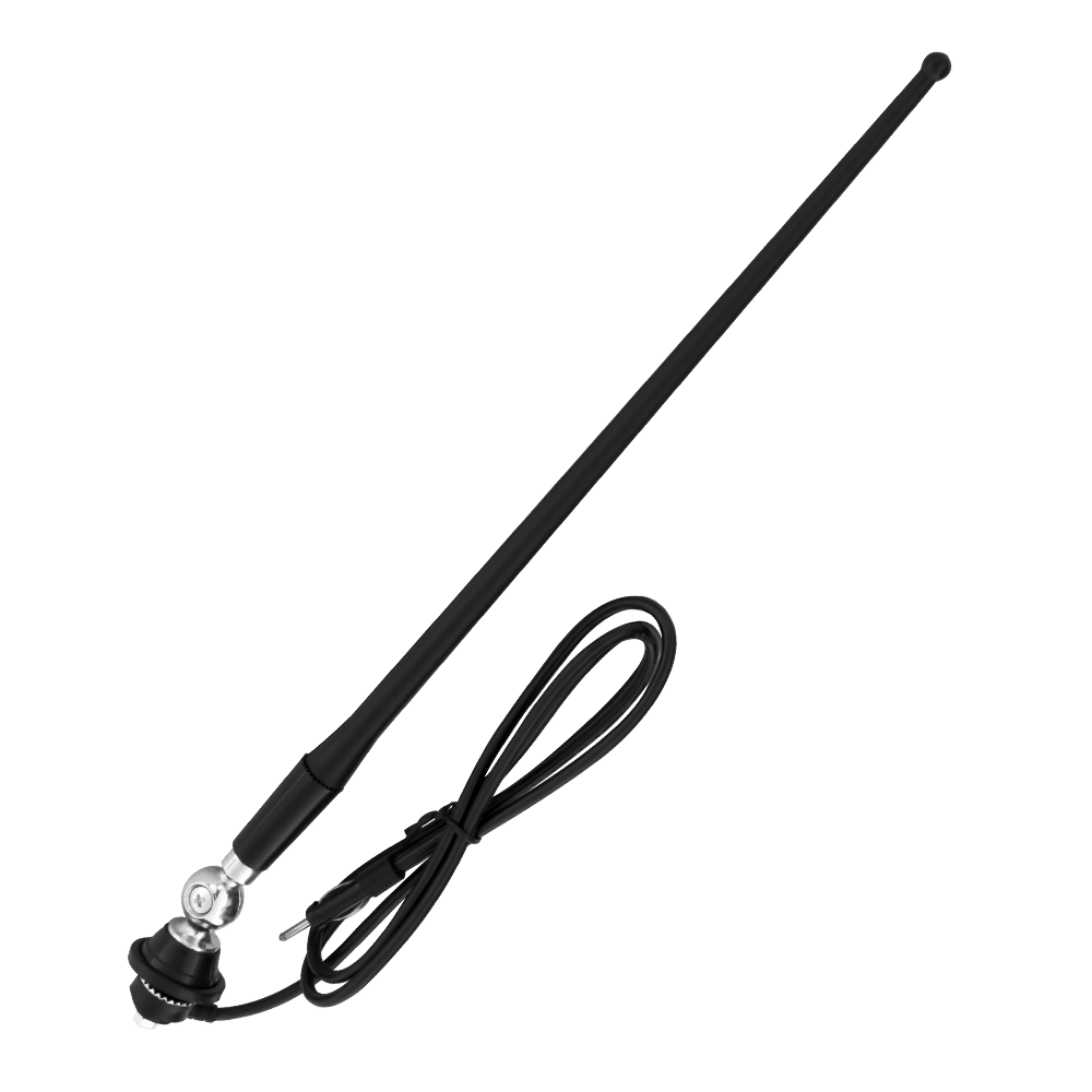 ANTENA AM/FM COLA DE RATON NEGRA ESFERA CROMADA 40CM