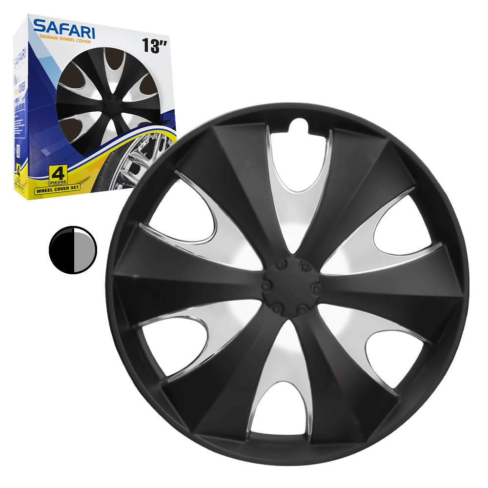 TAPAS DE RUEDA 13 SILVER/NEGRO