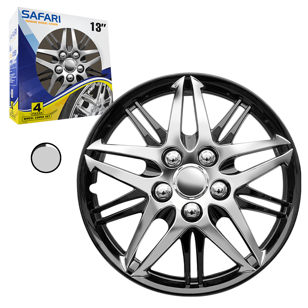TAPAS DE RUEDA 13 CROMADO/NEGRO