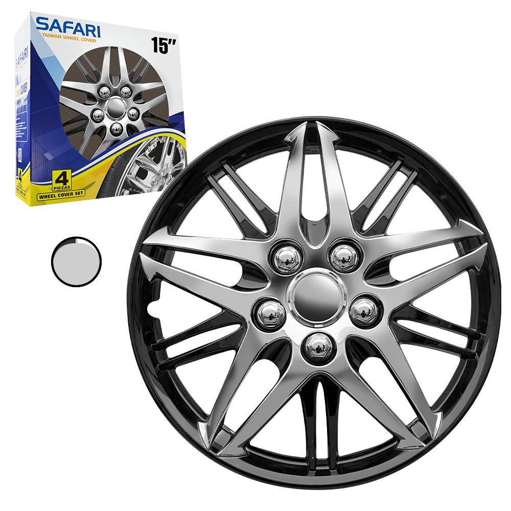 TAPAS DE RUEDA 15 CROMADO/NEGRO