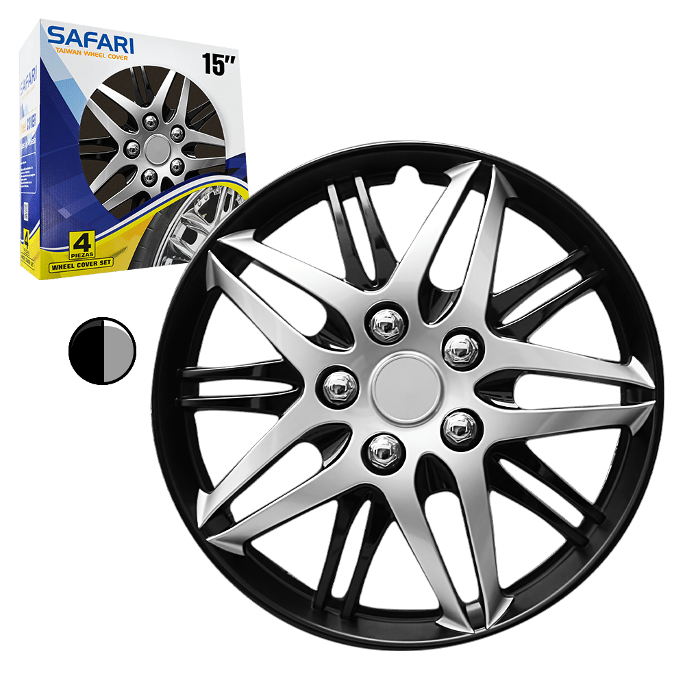 TAPAS DE RUEDA 15 NEGRO/SILVER