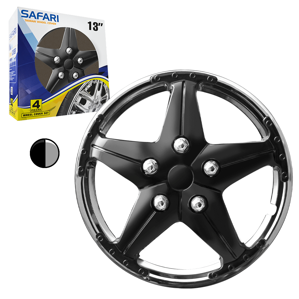 TAPAS DE RUEDA 13 NEGRO/CROMADO