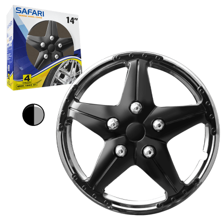 TAPAS DE RUEDA 14 NEGRO/CROMADO