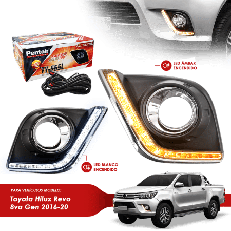 CUBIERTA DRL LED PARA NEBLINERO TY HILUX REVO 8VA GEN 2016-20