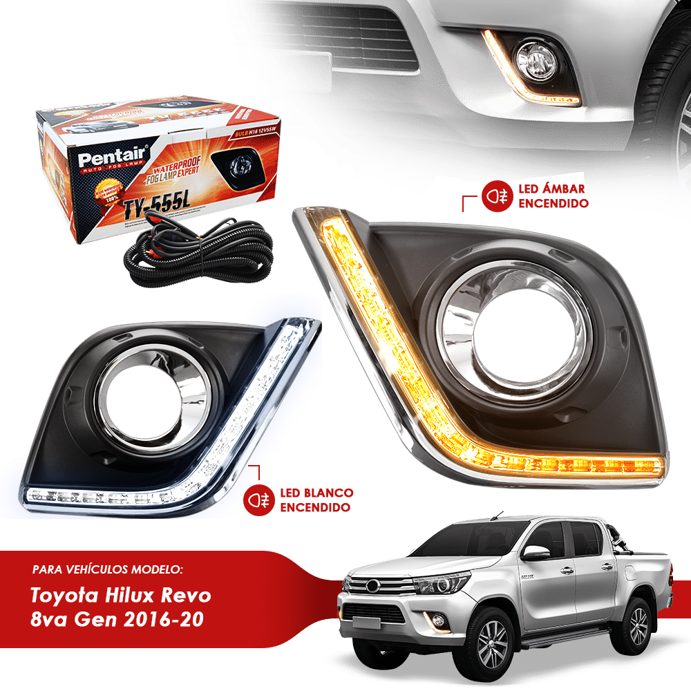CUBIERTA DRL LED PARA NEBLINERO TY HILUX REVO 8VA GEN 2016-20