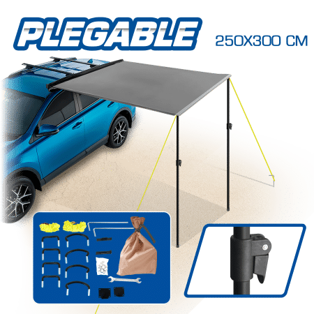 TOLDO PLEGABLE PARA TECHO CAMIONETA 250X300CM EST:ALUM