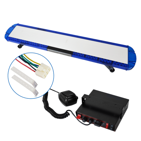 BARRA POLICIAL LED C/ALTAVOZ/SIRENA AL+PC 72W 12/24V 118CM AZUL