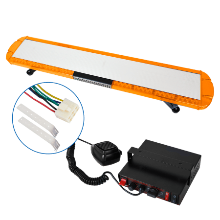 BARRA POLICIAL LED C/ALTAVOZ/SIRENA AL+PC 72W 12/24V 118CM AMBAR