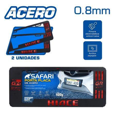 PORTA PLACA ACERO 400G 0.8MM T/EURO HIACE GR/GR SPORT ROJO