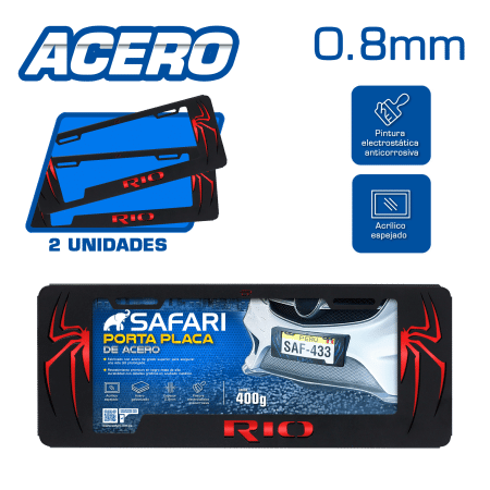 PORTA PLACA ACERO 400G 0.8MM T/EURO RIO ARAÑA ROJO