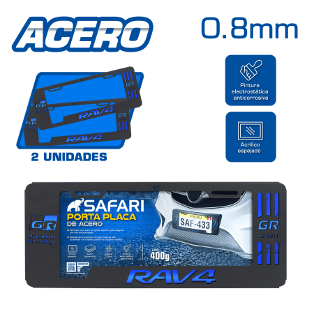 PORTA PLACA ACERO 400G 0.8MM T/EURO RAV4 GR/GR SPORT AZUL