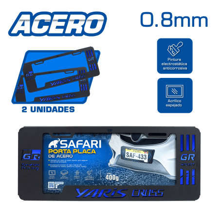 PORTA PLACA ACERO 400G 0.8MM T/EURO YARIS CROSS GR/GR SPORT AZUL