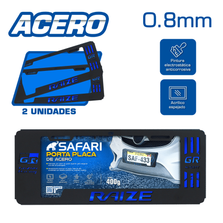 PORTA PLACA ACERO 400G 0.8MM T/EURO RAIZE GR/GR SPORT AZUL