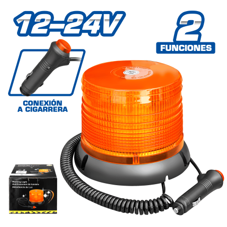 LUZ ADVERTENCIA LED GRANDE 12V-24V 2FUNC AMBAR
