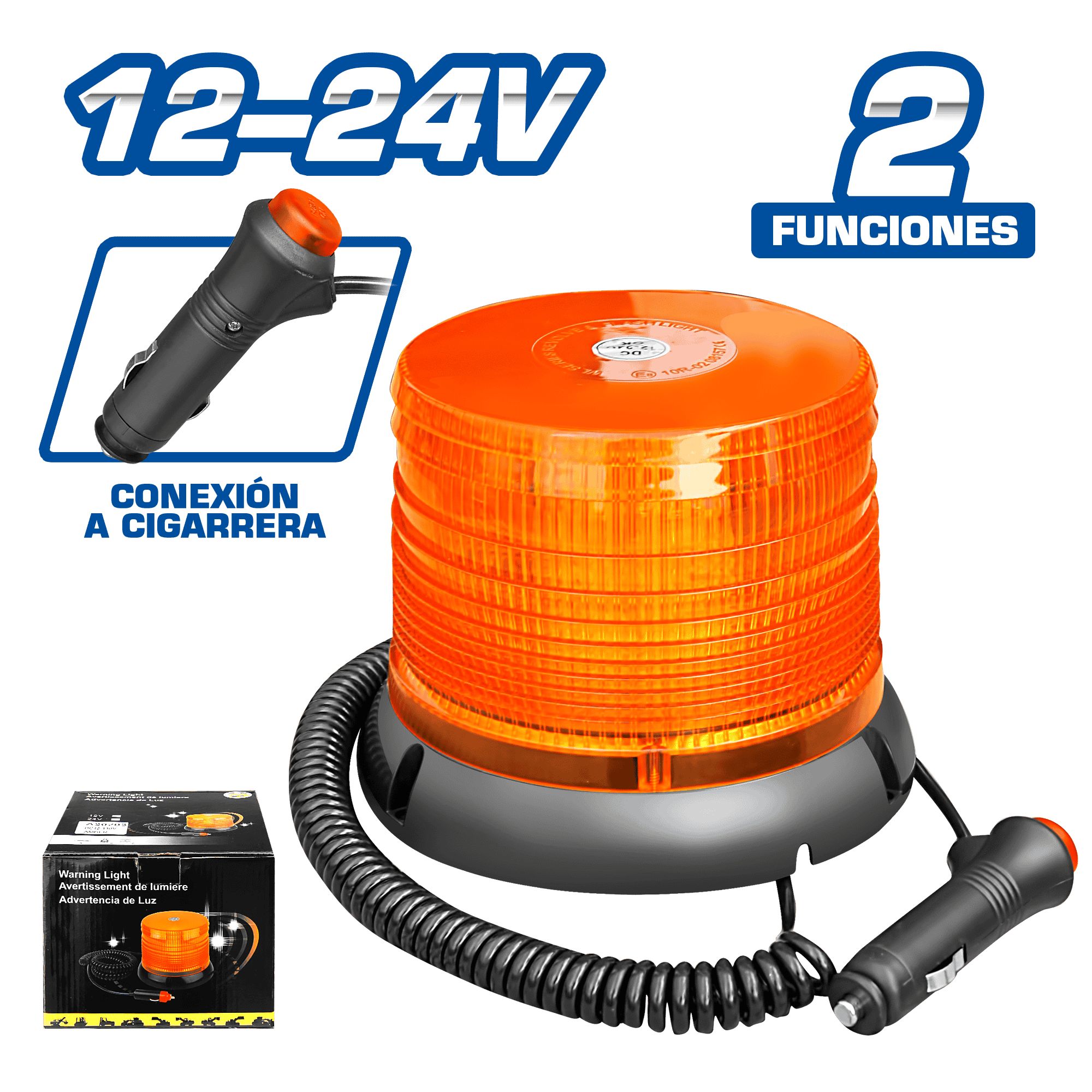 LUZ ADVERTENCIA LED GRANDE 12V-24V 2FUNC AMBAR