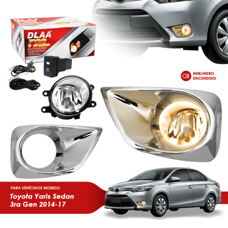 NEBLINERO SET COMPLETO DET CROMADO TY YARIS SEDAN 3RA GEN 2014-17
