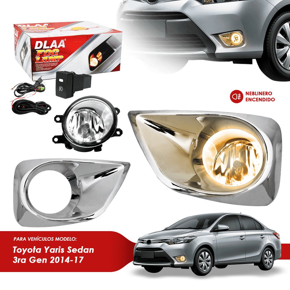 NEBLINERO SET COMPLETO DET CROMADO TY YARIS SEDAN 3RA GEN 2014-17