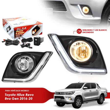 NEBLINERO SET COMPLETO DRL TY HILUX REVO 8VA GEN 2016-20