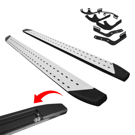 ESTRIBO LATERAL ALUMINIO PUNTOS C/LUZ P/HILUX REVO 2016-ON